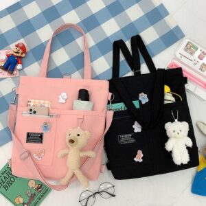 ins canvas bag female student Korean style messenger bag large capacity fashion all-match shoulder portable tutorial bag backpack