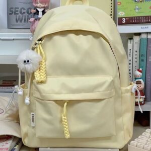 Japanese Ins Style College Casual Solid Color Schoolbag Women's Simple All-match Lightweight Backpack Senior high school College Student Backpack